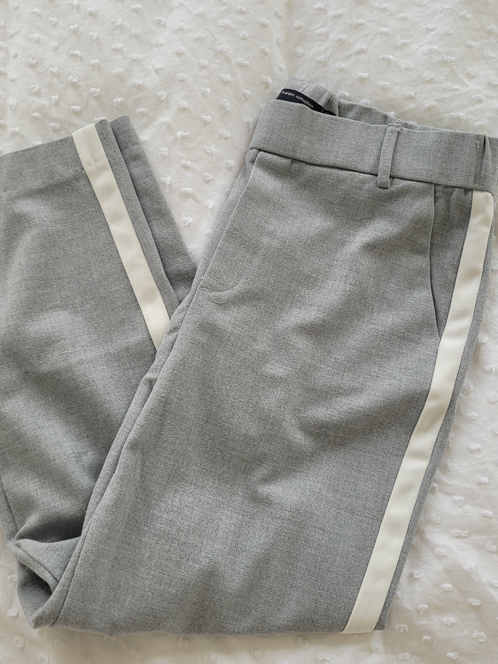 Zara Gray Dress Pants Capri with White Side Stripe